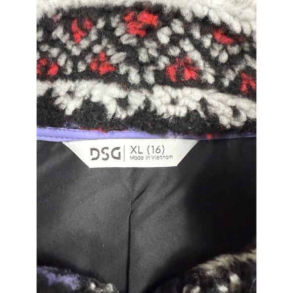 DSG Youth Girls Size XL Cozy Fleece Full Zip Jacket Funky Fair Isle NWT - Picture 3 of 12